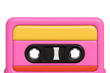 Retro pink cassette tape with a vibr