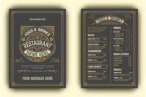 Vintage Menu with classic, a Flyer Template by OneVectorStock