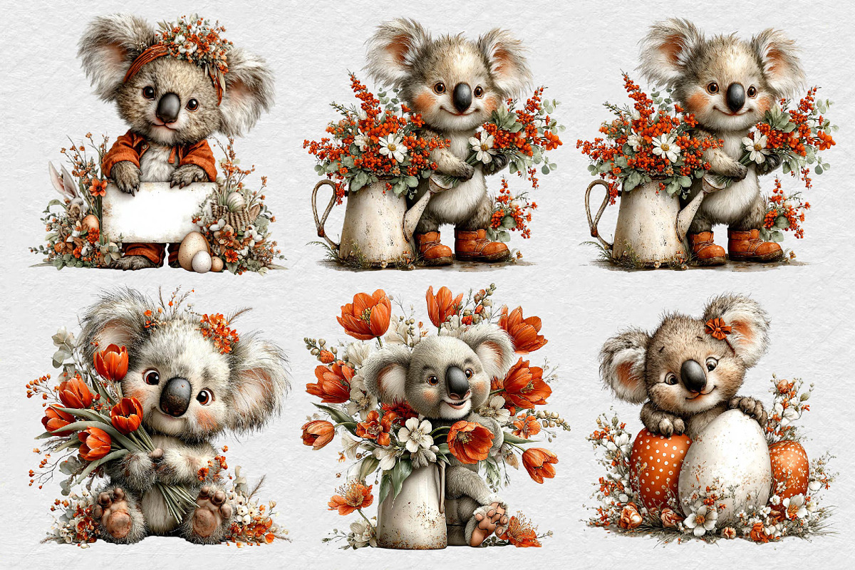 Whimsical Easter Koala Clipart, an Illustration by DreamCafeArt (Photo 3 of 6)