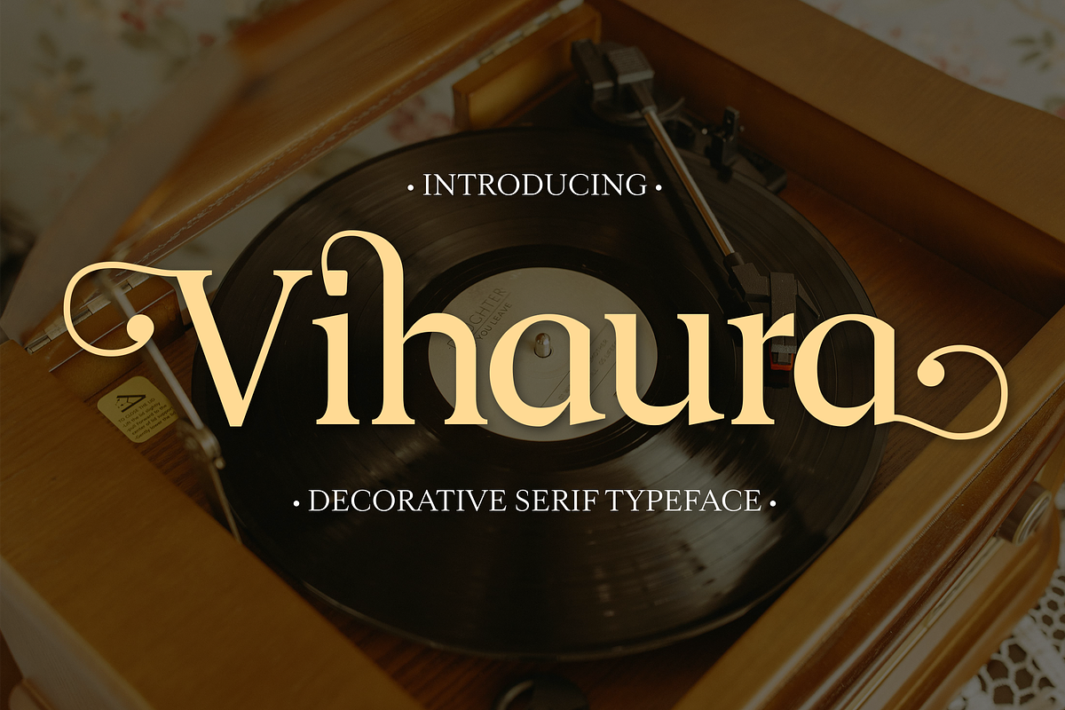 Vihaura - Decorative Serif Typeface, a Serif Font by Graphue (Photo 1 of 9)