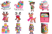 Watercolor Christmas Clipart Bundle, an Illustration by Designworld (Thumbnail 2 of 5)