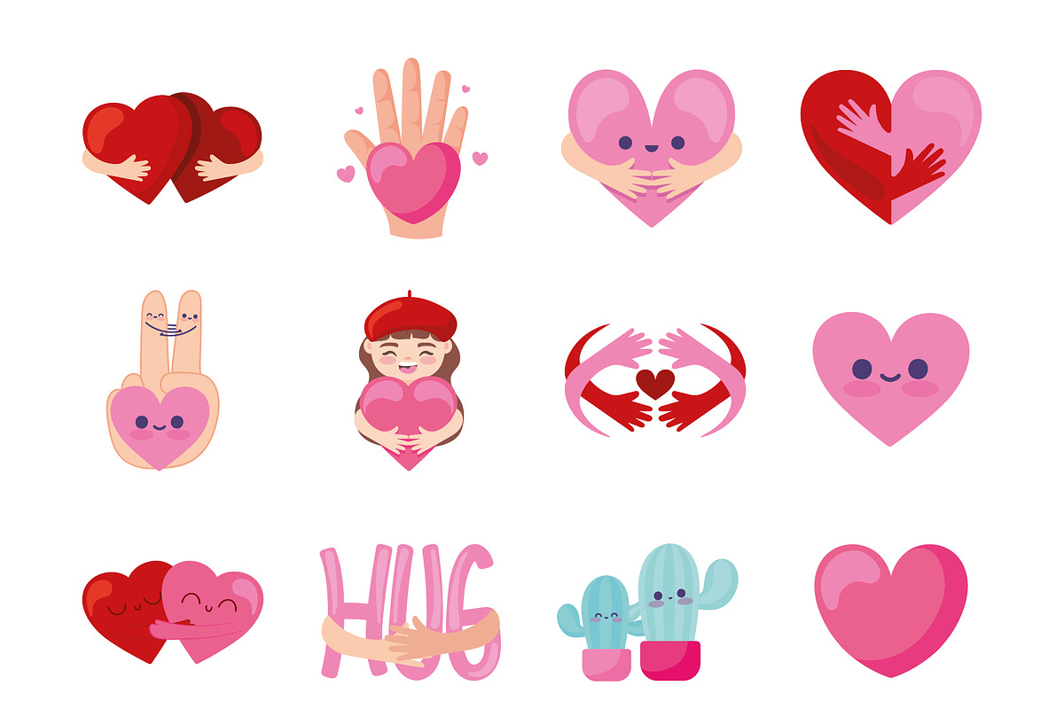 Hug Day Illustration Set