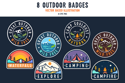 Outdoor Badges mountain illustration, an Illustration by youken