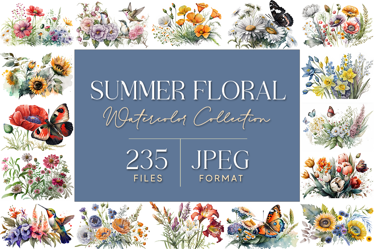 Summer Floral Watercolor Collection, a Seasonal Illustration by artsy-fartsy (Photo 1 of 7)