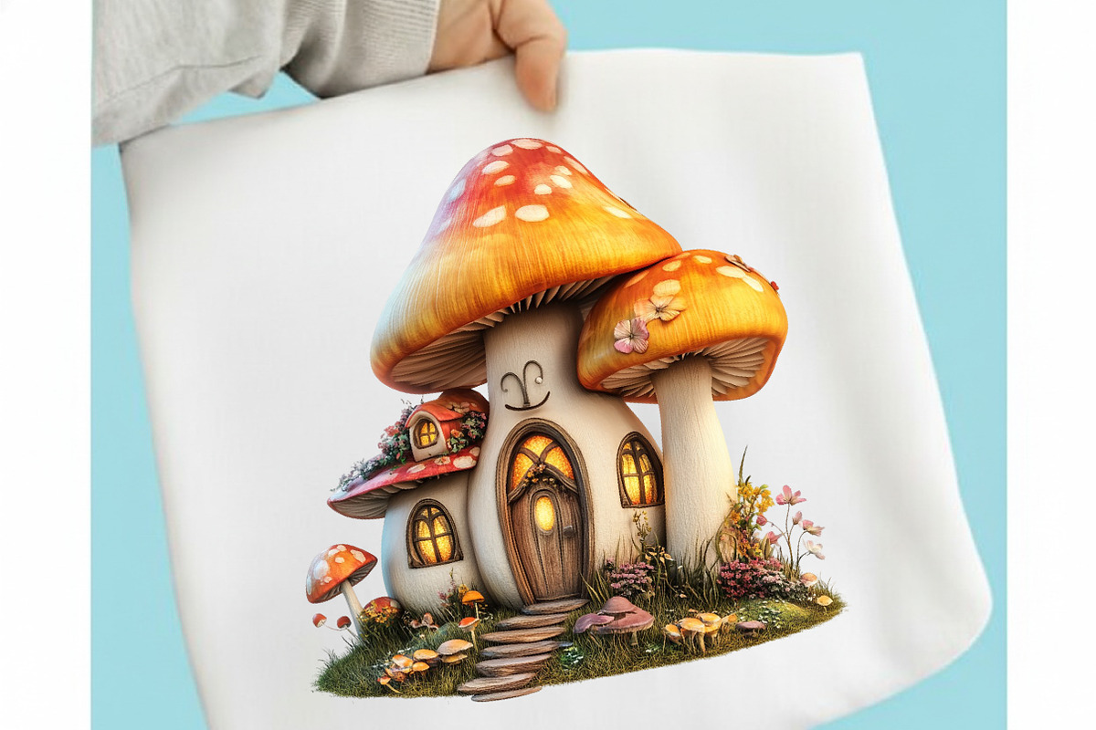 Mushroom Cottages Whimsical Clipart, a Seasonal Illustration by designcity5 (Photo 3 of 5)
