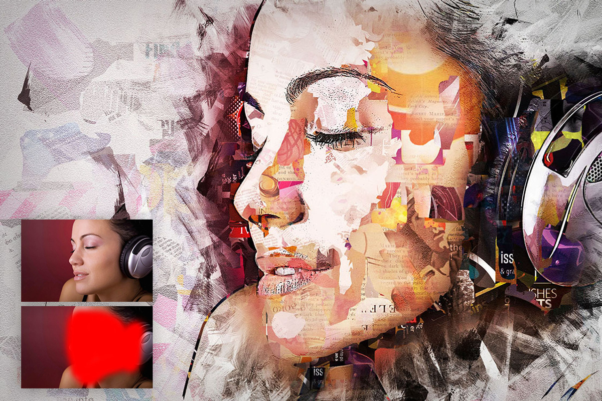 Collage Art Photoshop Action, an Action Add-On by GorynArt (Photo 2 of 18)