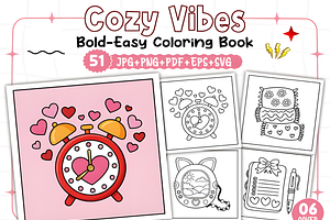 Cozy Vibes Bold & Easy Coloring Book, a Decorative Illustration by Ink Gallery