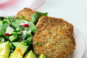 Quinoa cutlets and mixed salad, a Food & Drink Photo by Pundateam