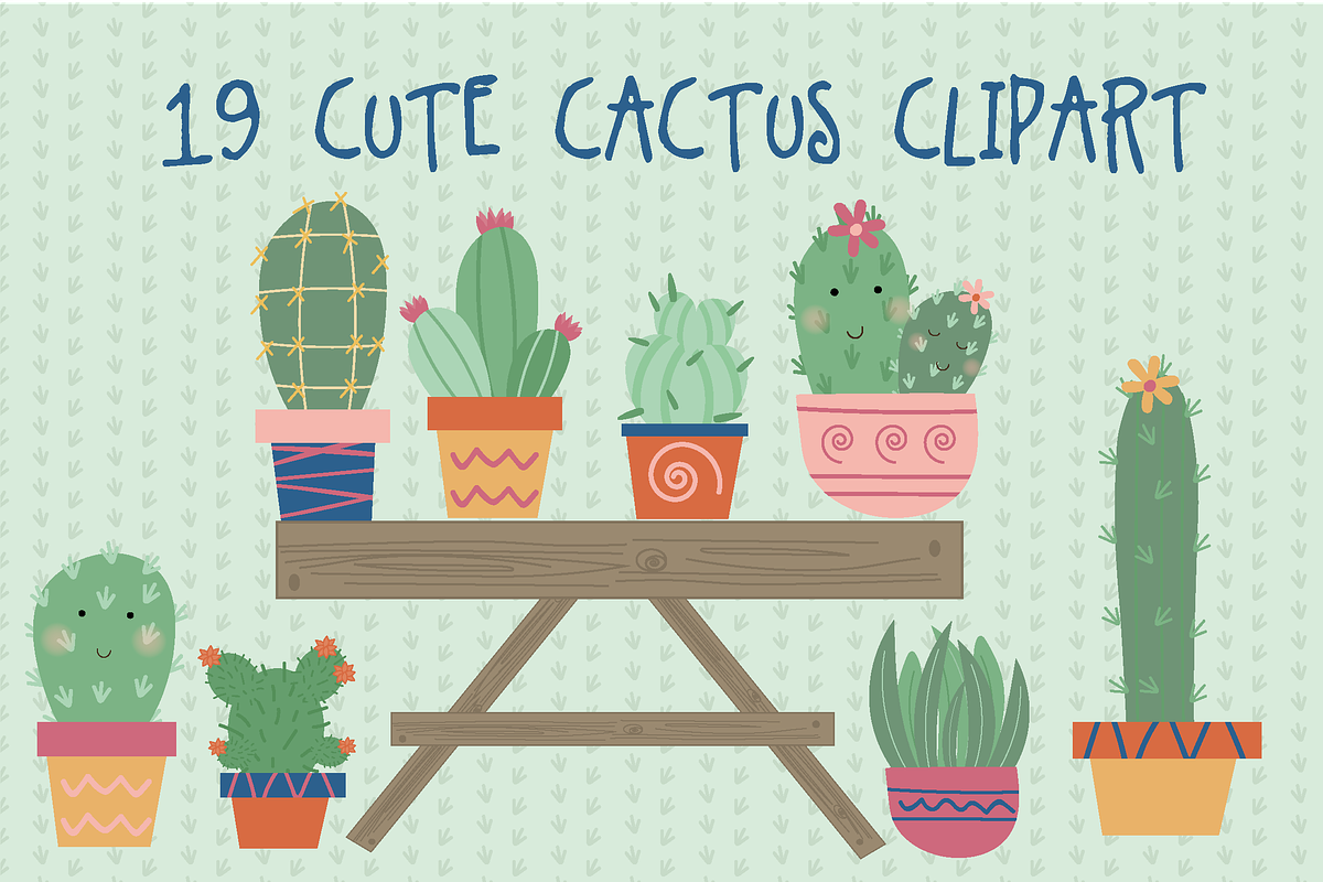 Cute cactus clipart, an Illustration by Poppymoondesign (Photo 1 of 3)