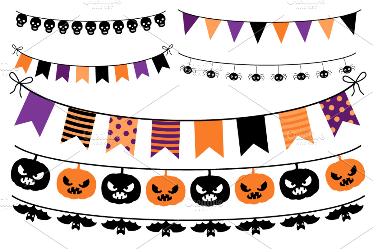 Halloween banner, Bunting Clip art, an Illustration by Pravokrugulnik (Photo 1 of 2)
