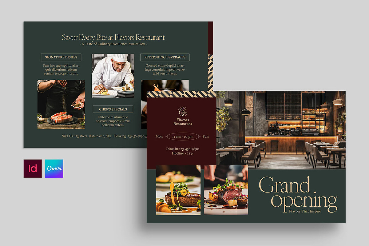 Restaurant Postcard Template, a Card Template by BrandPacks (Photo 1 of 5)