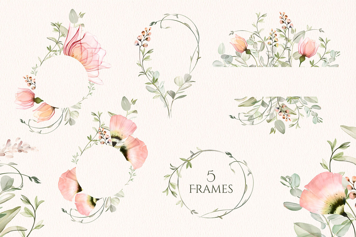 Transparent Blush Garden Watercolor, an Illustration by Akvarelldesign (Photo 5 of 10)