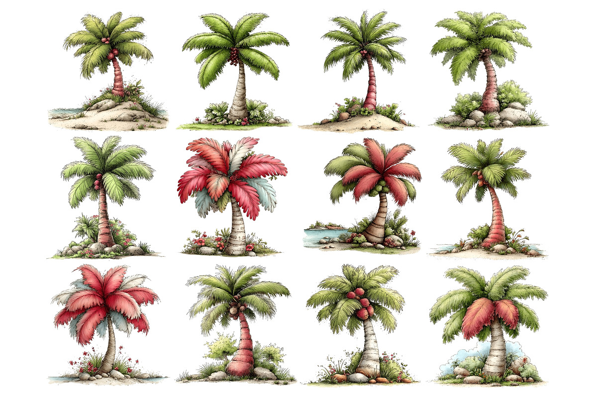 Palm Tree PNG Clipart Bundle, a Decorative Illustration by Nicolle's Colorful Art (Photo 5 of 5)