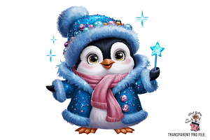 Adorable Winter Penguin PNG Clipart