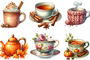 Watercolor Autumn Tea Party Clipart, an Illustration by Designking (Thumbnail 3 of 4)