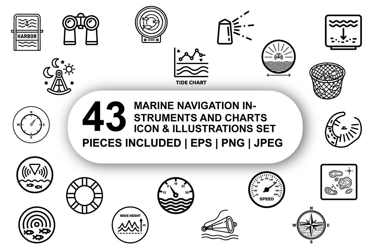 Marine navigation instruments Icons, an Outline Icon by Nurlan's shop (Photo 1 of 6)