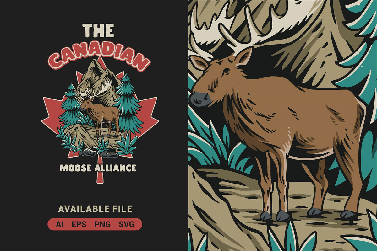 Canada Moose Vector Illustration, an Illustration by ImoogiStudio