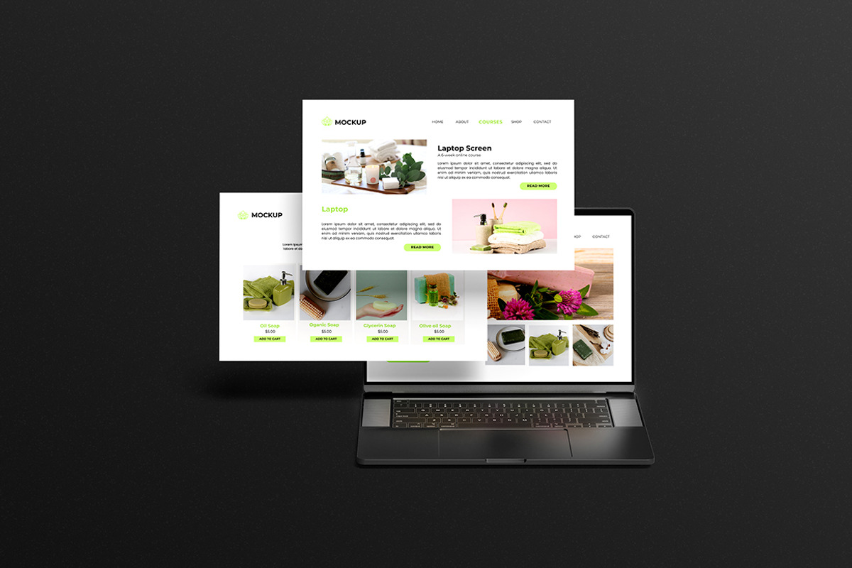 Laptop Screen Website Mockup, a Wearable Device Mockup by Pikachudesign (Photo 2 of 5)