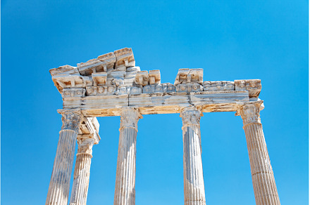 Side ancient greek Apollo and Athene, an Architecture Photo by kisikoida