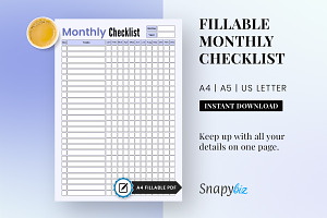 Monthly Checklist Printable Planner