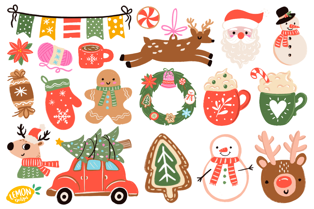 Merry Christmas PNG Clipart Bundle, a Seasonal Illustration by LemonDesign (Photo 3 of 4)