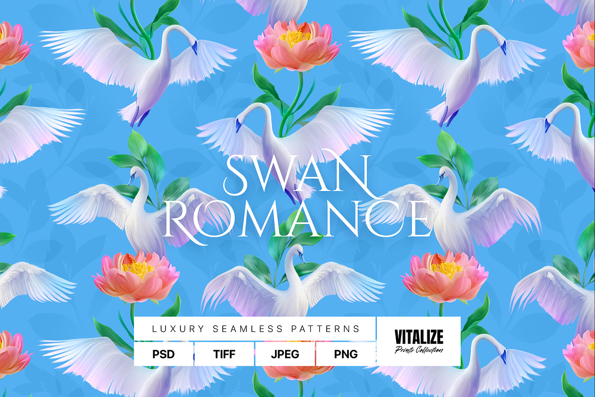 Swan Romance — Seamless Pattern, a Pattern Graphic by Designnina Shop (Photo 1 of 13)
