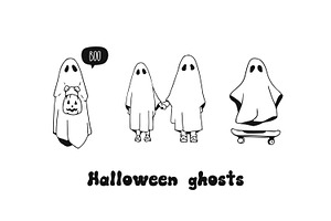Halloween ghosts vector sketches