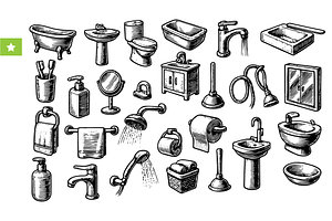 Vintage Bathroom Essentials Set, an Object Graphic by RT Studio