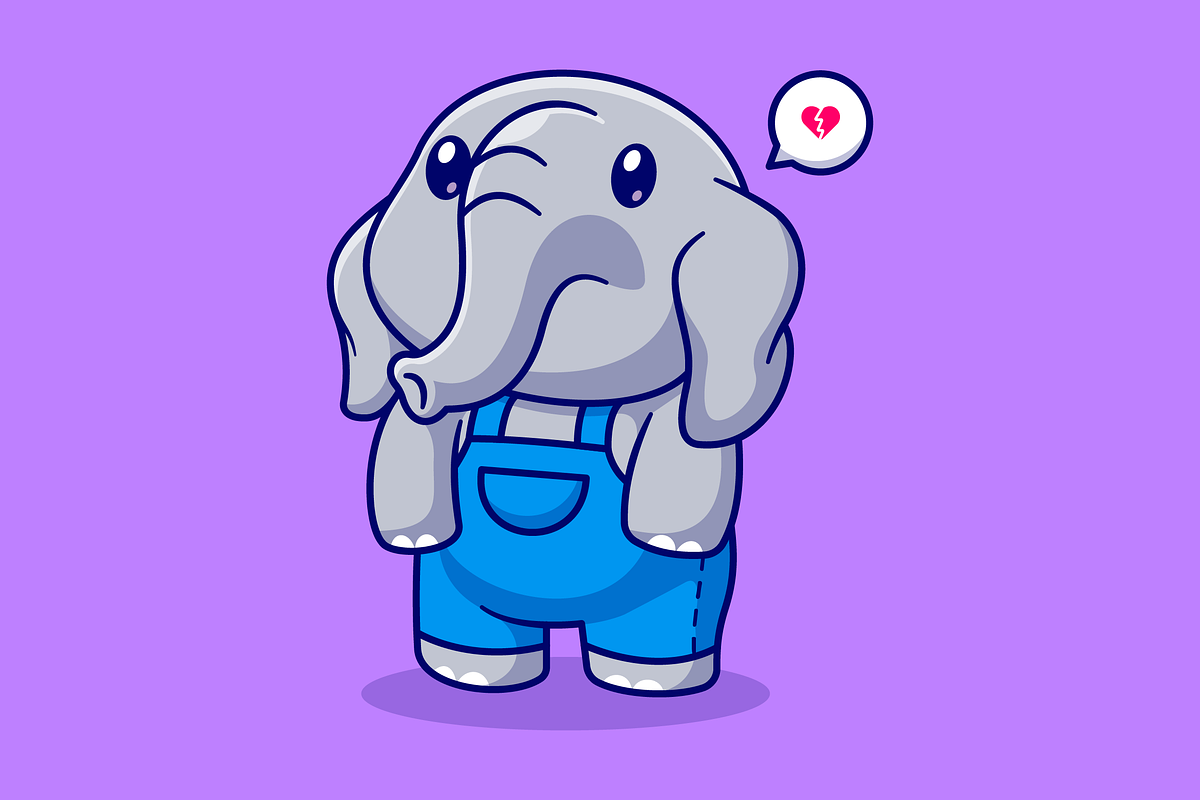 Cute Sad Elephant Cartoon, an Animal Illustration by Catalyst Labs (Photo 2 of 3)
