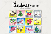 Watercolor Christmas Stamps, an Illustration by iHeartStudio (Thumbnail 2 of 2)
