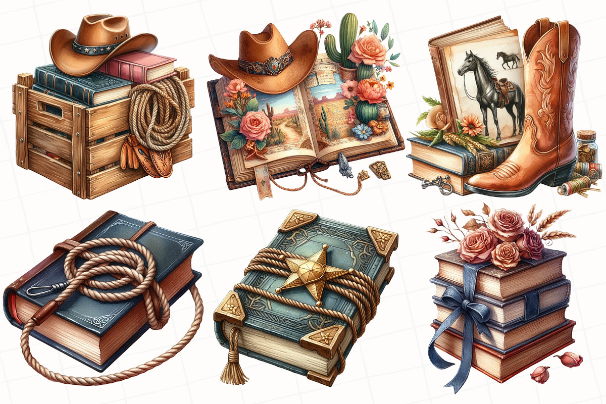 Western Cowgirl Book Clipart, an Illustration by OK Design (Photo 2 of 5)