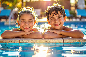 Smiling Children Enjoying Sunny Pool Moment, a Sports & Recreation Photo by Davizro's Market