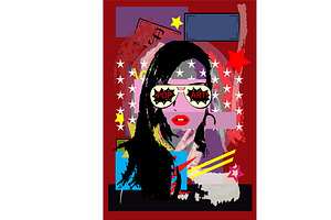 Girl With Sunglasses, Pop Art Poster