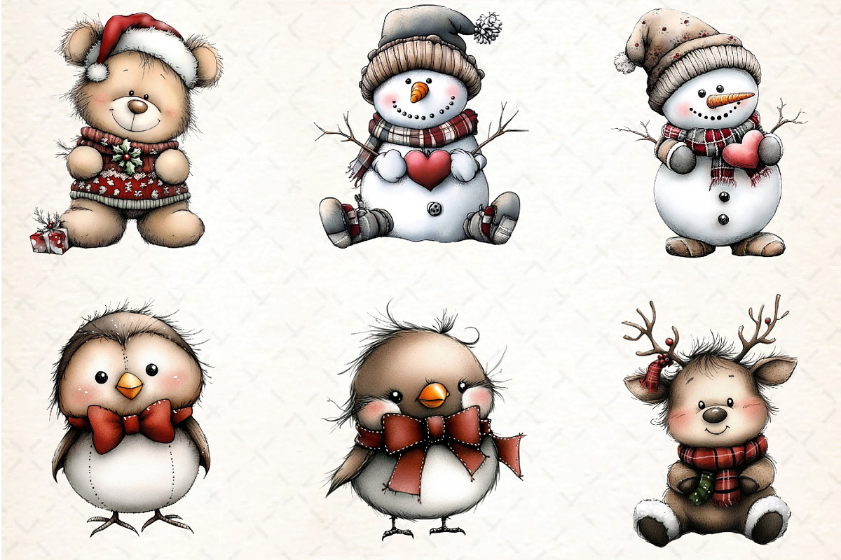 Whimsical Christmas Clipart Bundle, an Illustration by DreamCafeArt (Photo 2 of 8)