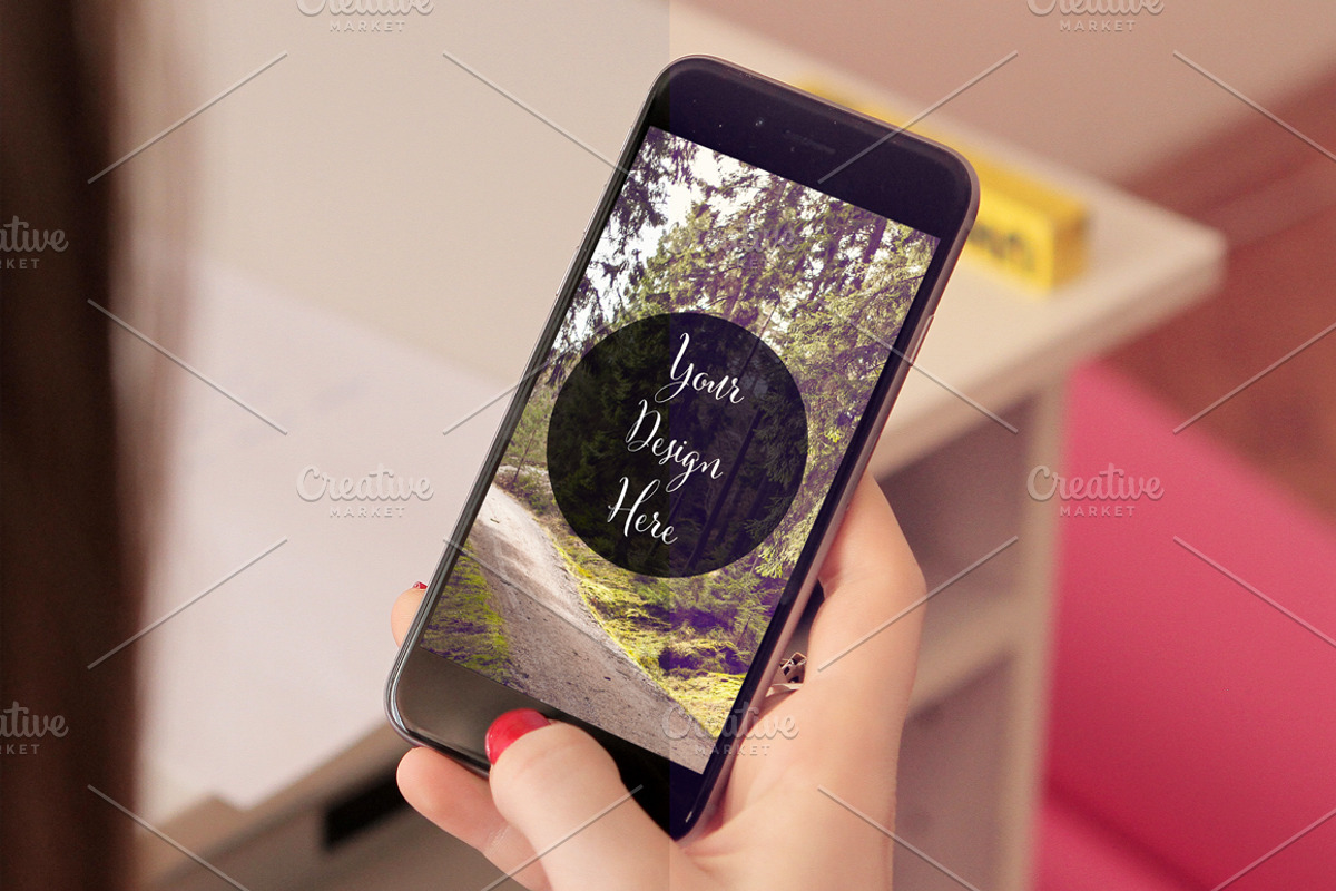 3 iPhone6 Mockups in Girls Hand, an iPhone Mockup by DesignLux (Photo 5 of 5)