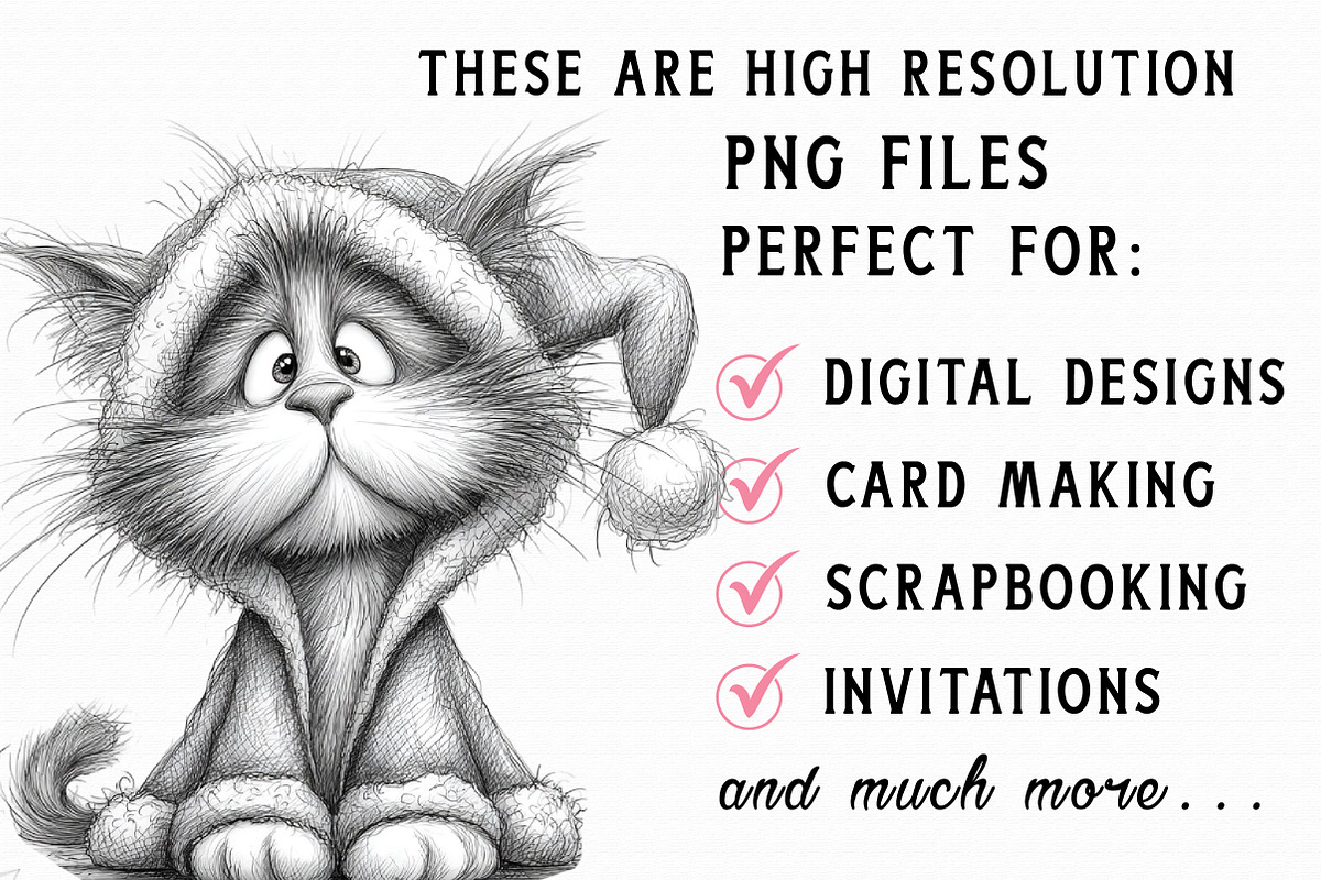 Whimsical Christmas Cat Clipart, an Illustration by Libby Wishes (Photo 5 of 9)