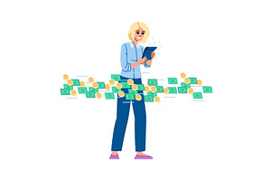 Businesswoman managing online money, a Finance Illustration by pikepicture