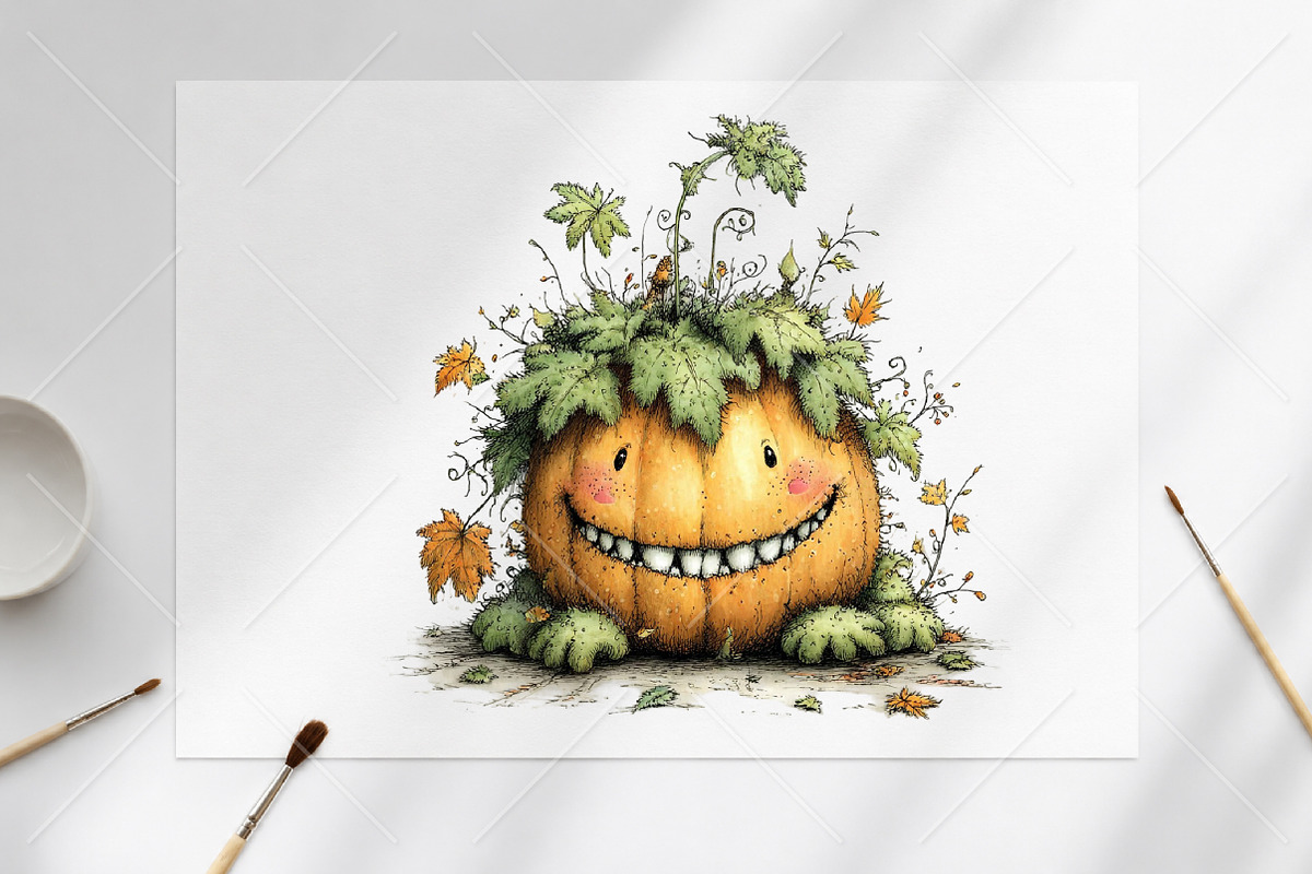 Whimsical Quirky Fall Pumpkin PNG, a Seasonal Illustration by Canvas Craft (Photo 8 of 10)
