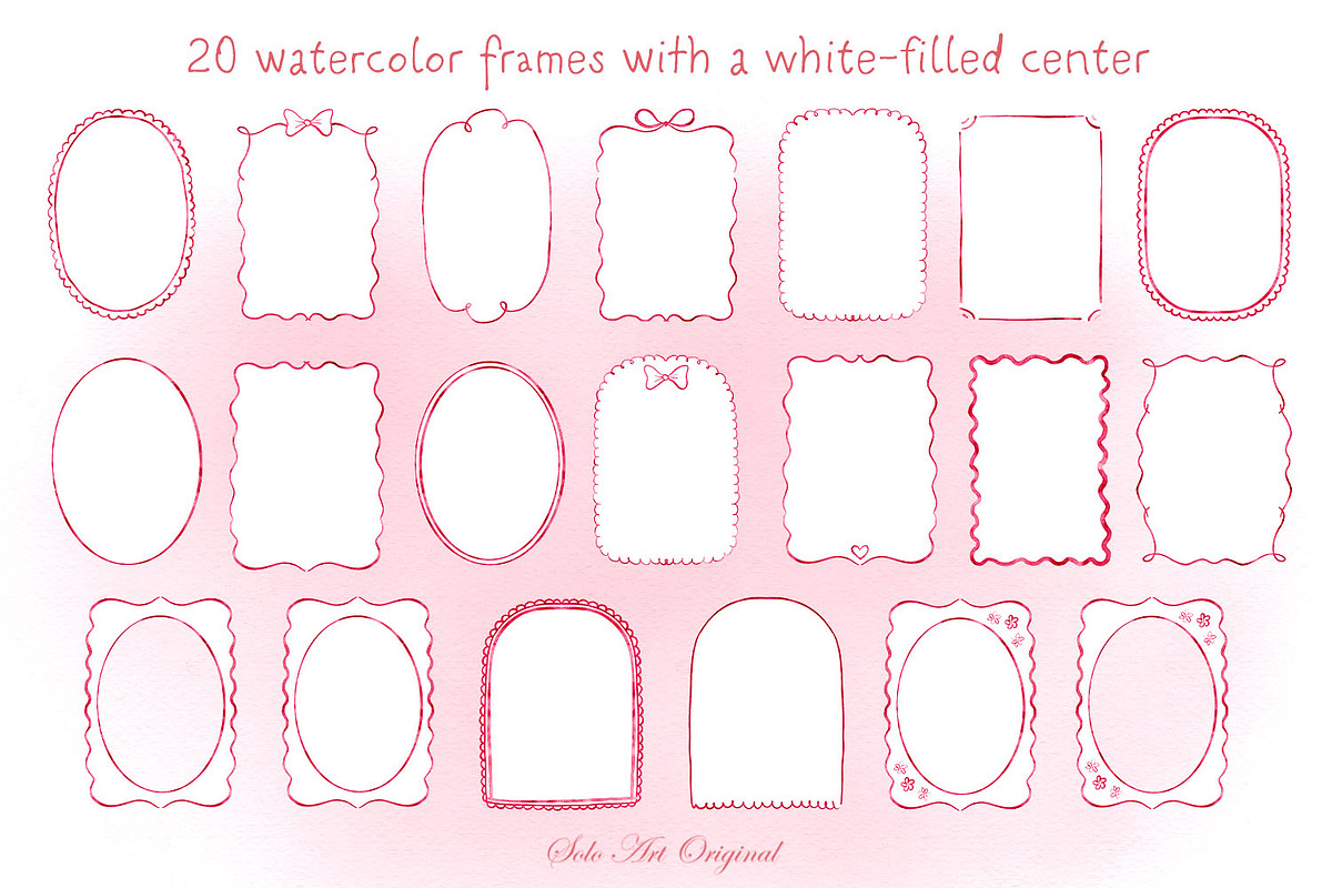 Watercolor Red Frames Borders, an Object Graphic by Solo Art Original (Photo 5 of 14)