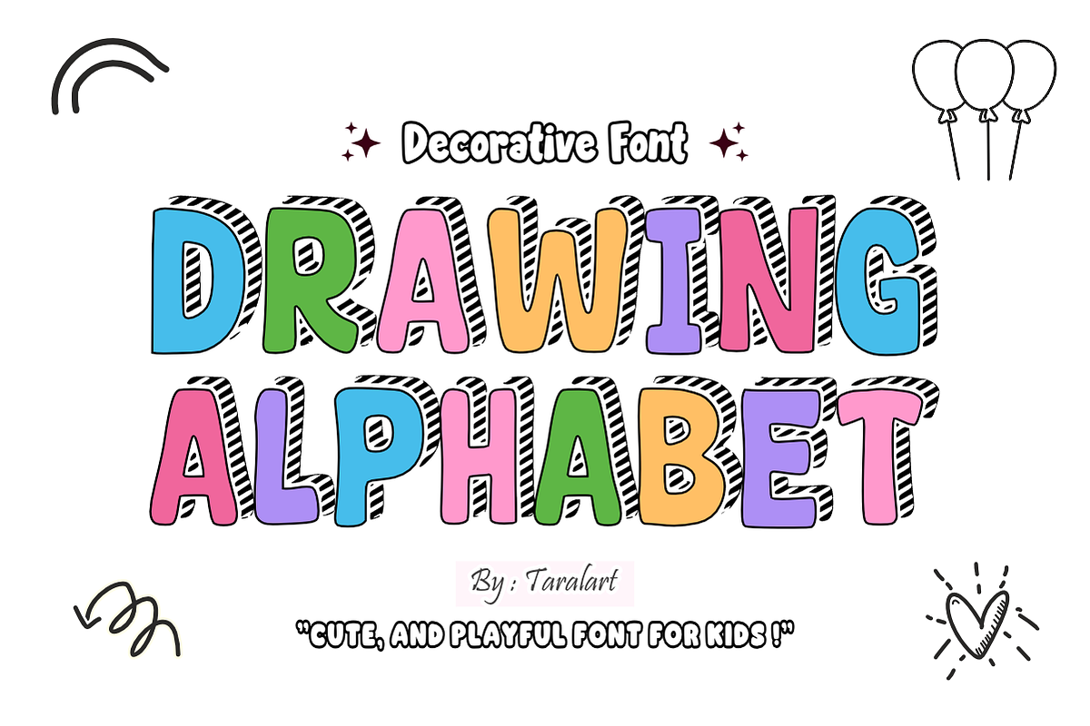 Drawing Alphabet - Playful Font, a Sans Serif Font by KiddoGlyphs Studio (Photo 1 of 5)