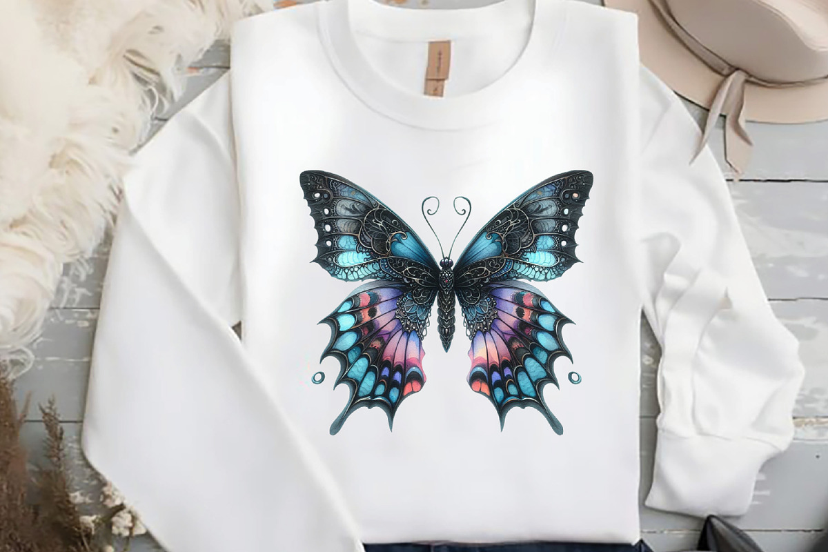 Watercolor Gothic Butterfly Clipart, an Illustration by DreamCafeArt (Photo 6 of 7)