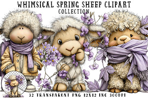 Whimsical Spring Sheep Clipart, an Illustration by OK Design