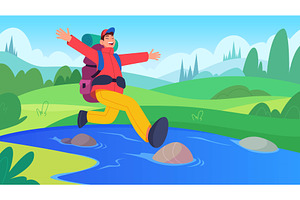 Hiking background. Outdoor climbers, a Sport Illustration by Onyx