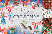 Vintage Watercolor Christmas Clipart, an Object Graphic by the_myro (Thumbnail 1 of 10)