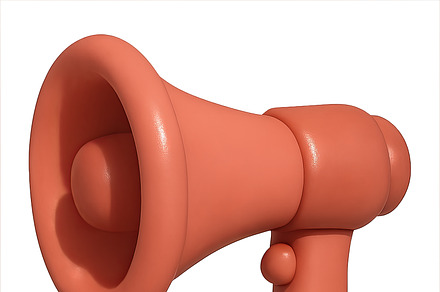 Inflated bubble retro megaphone isol