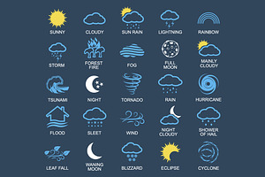 Natural disaster icons set