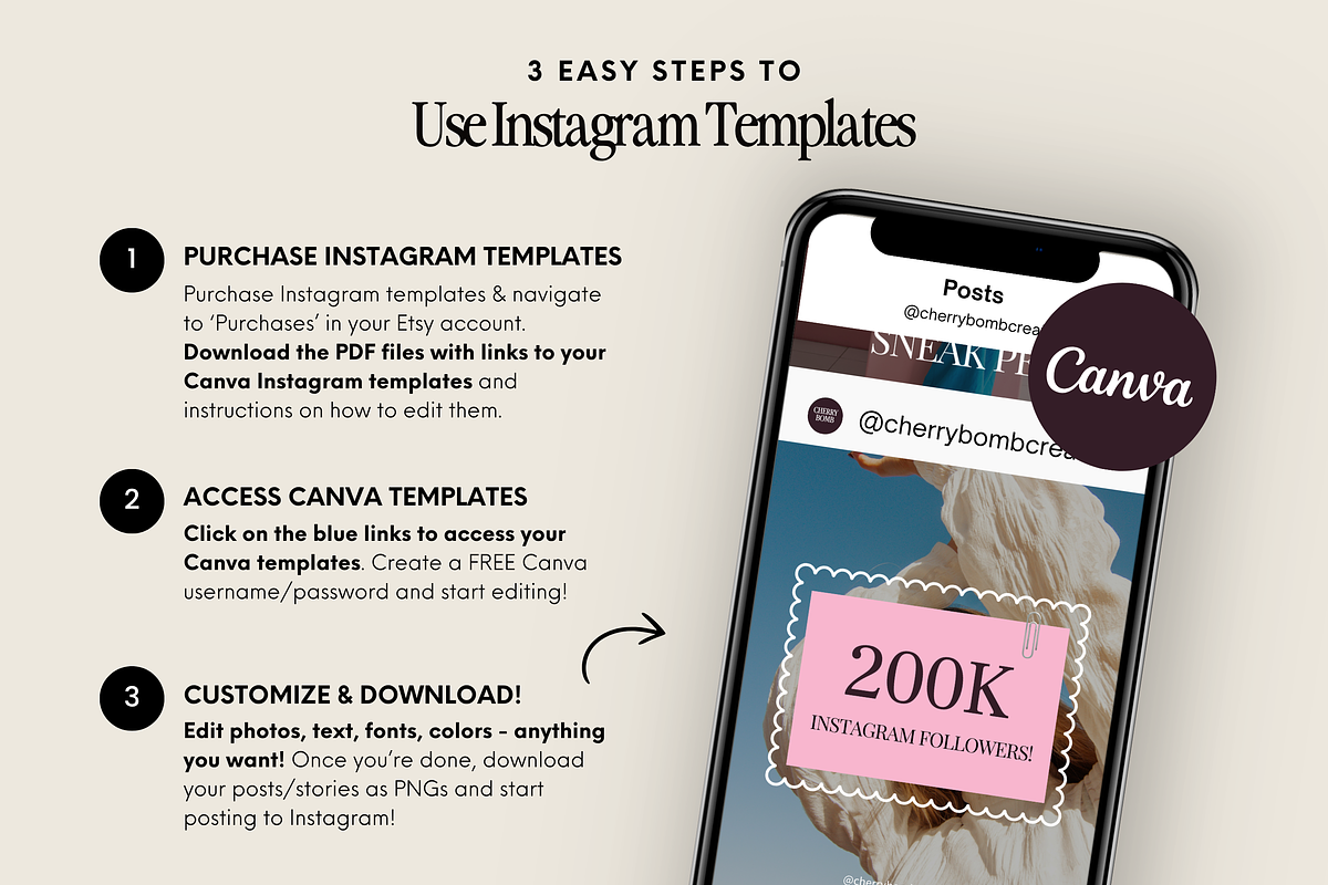 Pink Bold Instagram Canva Templates, a Social Media Template by Warmsoulgallery (Photo 8 of 11)