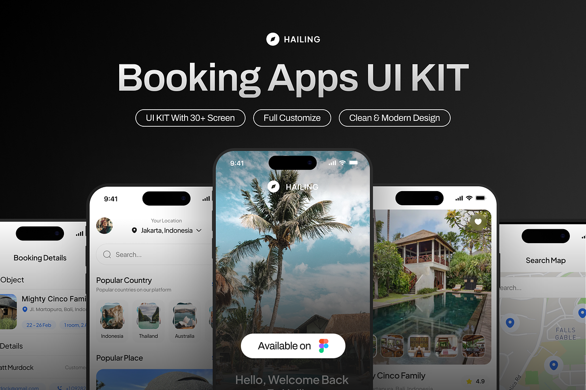 Hailing - Booking Apps UI KIT, an UI Kit Template by Odama (Photo 1 of 6)