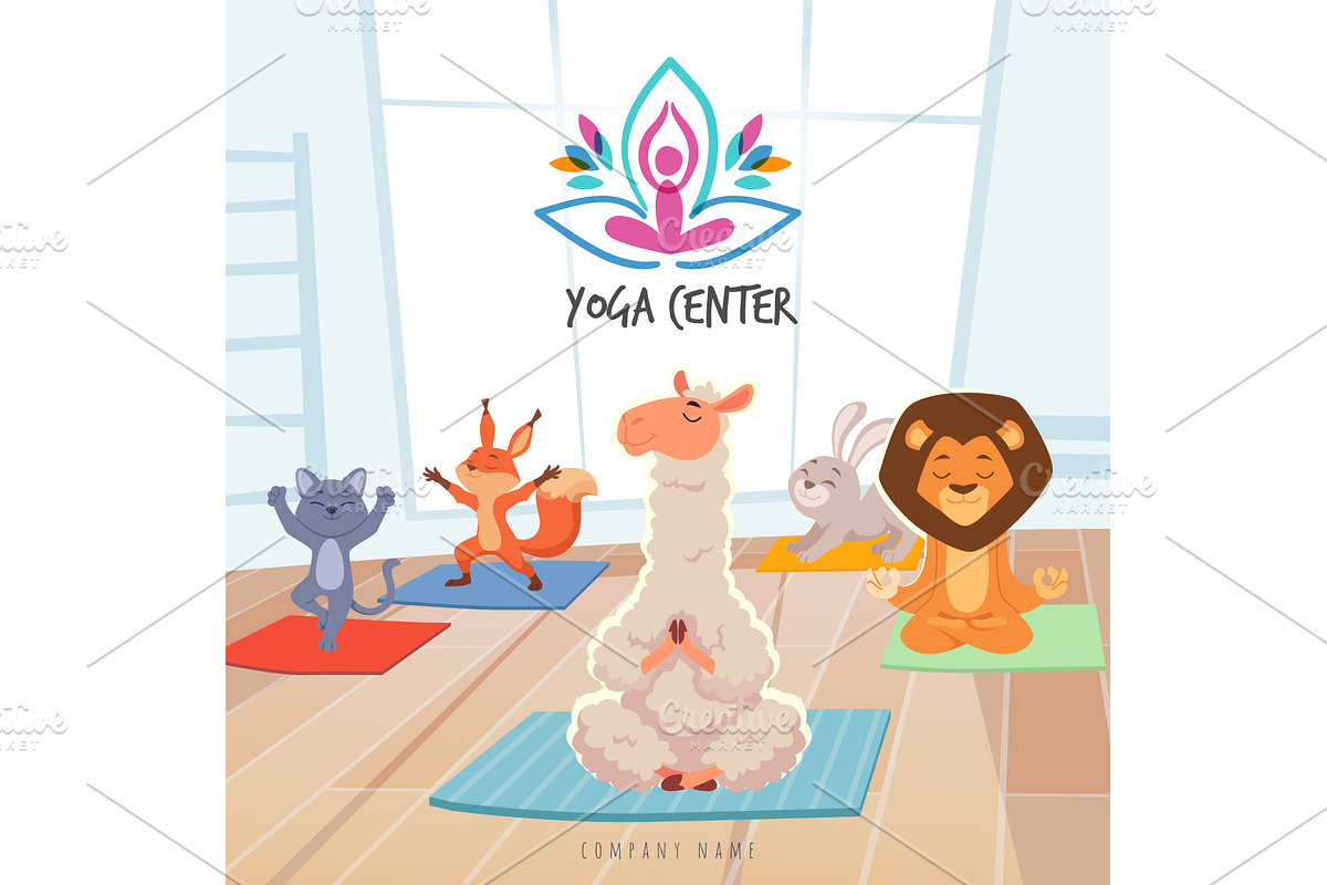 Yoga. wild animals in cartoon style, an Animal Illustration by Onyx