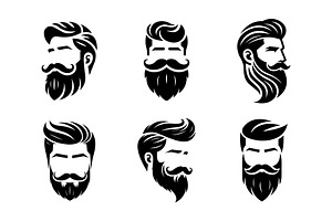 Hipsters Men Beard Logo Set